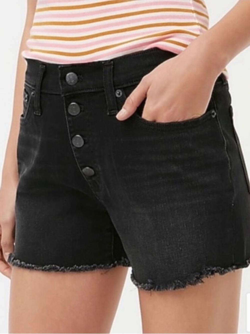 J.Crew Factory Classic denim short with button fly in black wash